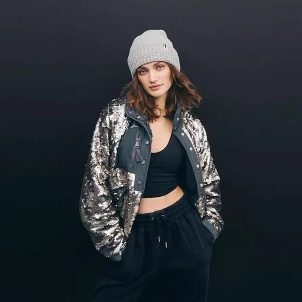 ✨3x HP✨Free People Movement Hit The Slopes Sequin Jacket NWT - Picture 5 of 10